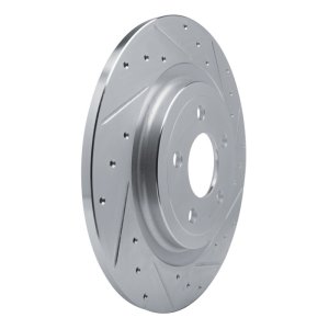 Ford Mustang Brake Rotor (1) - Rear Right - R1 Concepts - Drilled & Slotted - Silver - `20-`25